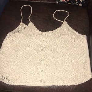 Crochet american eagle cream tank